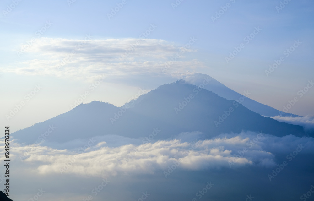 Dawn overlooking Batur volcano in Bali