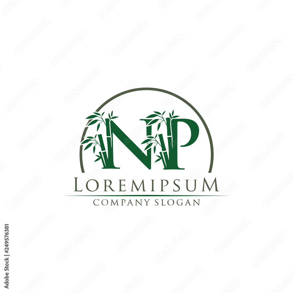 Green Bamboo NP Letter logo