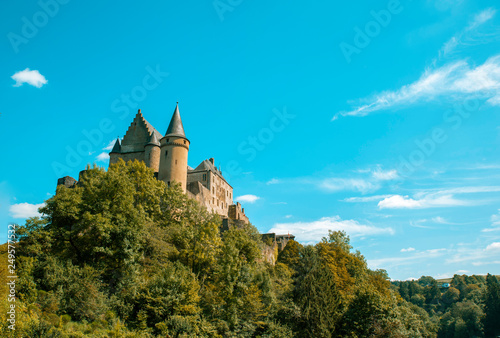 Vianden Castle with blue sky, Luxembourg © Halit
