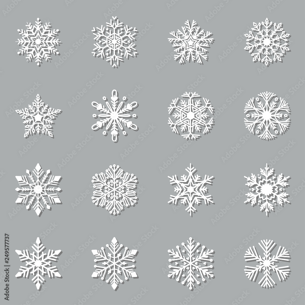 Christmas paper cut snowflake set. Vector icons Christmas paper cut snowflake set. Vector icons