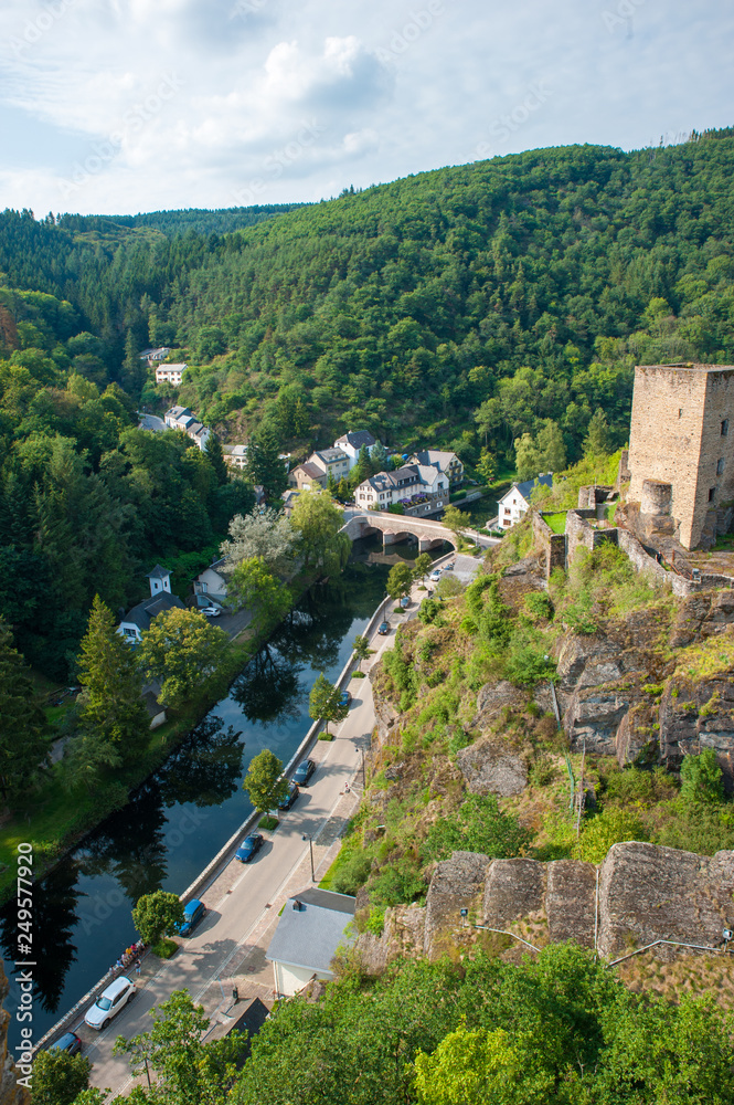 Aerial view of the Vianden City, Luxembourg
