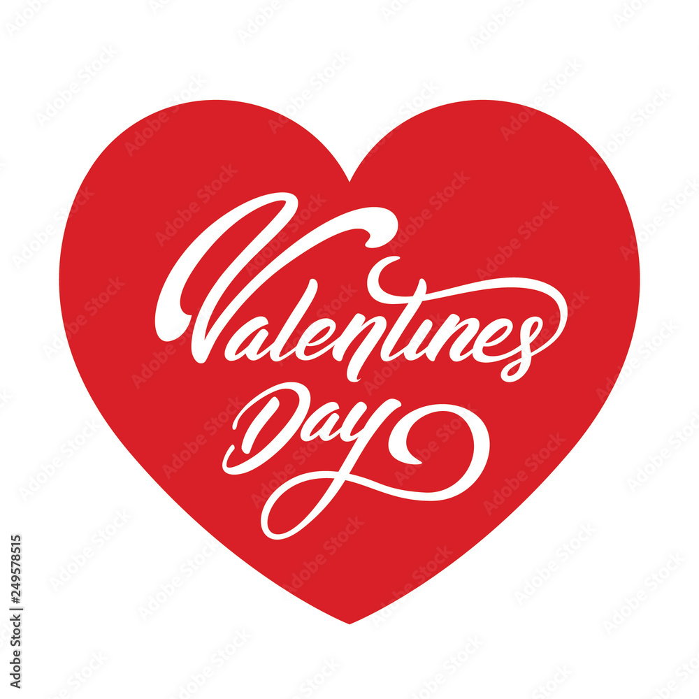 Happy Valentines Day typography text with heart in white background