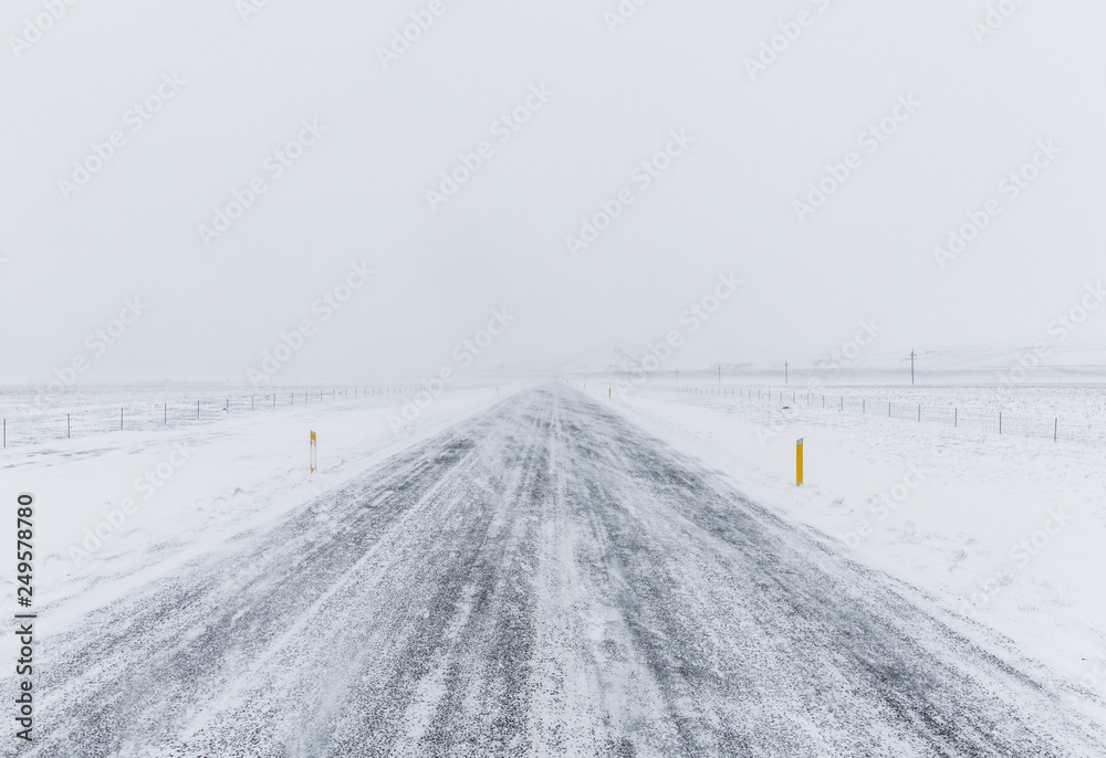 Snowdrift over Route 1, Iceland