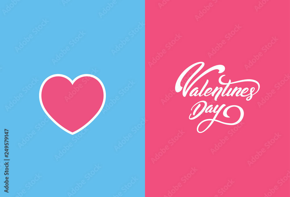 Happy Valentines Day typography text in pink and blue background. Happy Valentines Day typography text in pink and blue background.
