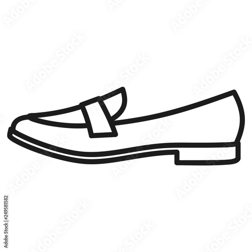 Women's shoe outlined icon in white background