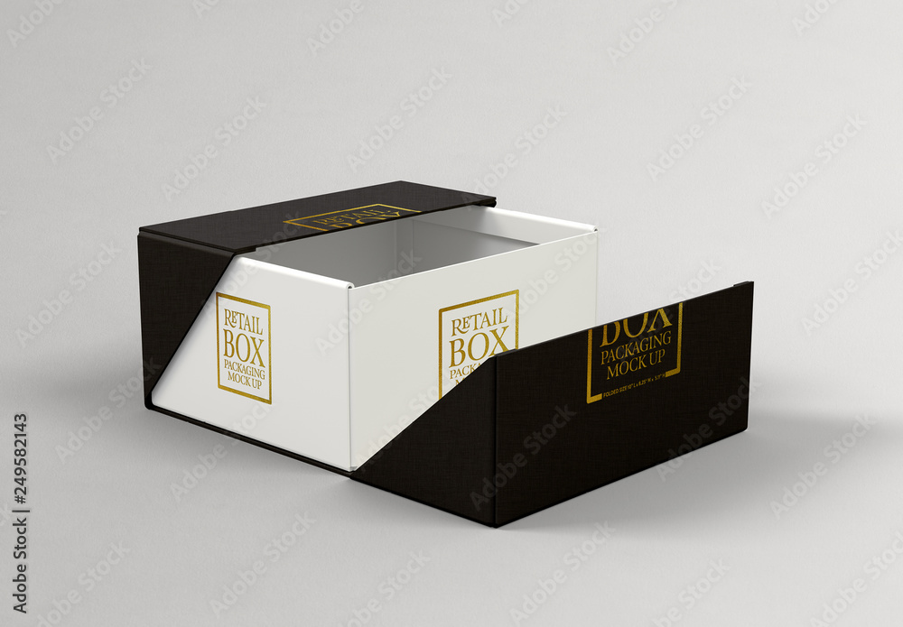 Folding Cardboard Box Mockup Stock Template 