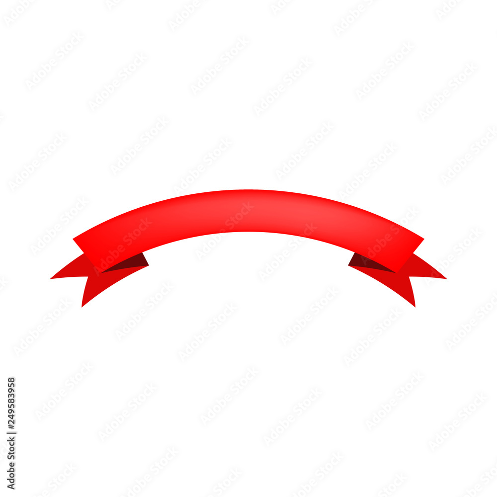 Red blank arched ribbon on white background Red blank arched ribbon on white background