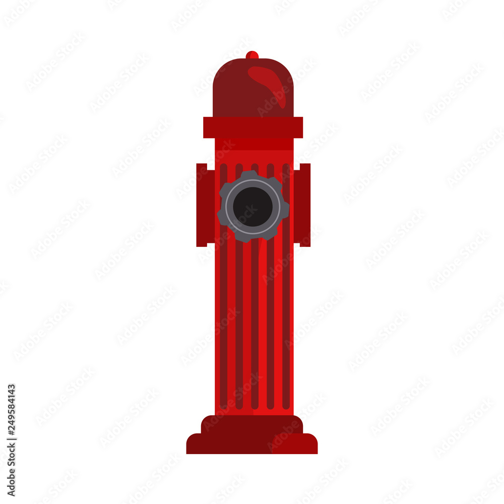 Red street hydrant vector illustration. Firefighting equipment, firefighting station, water. Firefighting concept. Vector illustration can be used for topics like city, social service, emergency Red street hydrant vector illustration. Firefighting equipment, firefighting station, water. Firefighting concept. Vector illustration can be used for topics like city, social service, emergency
