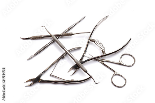 A set of tools for manicure isolated on white background. Insulation.