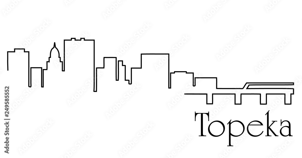 Topeka city one line drawing abstract background with cityscape