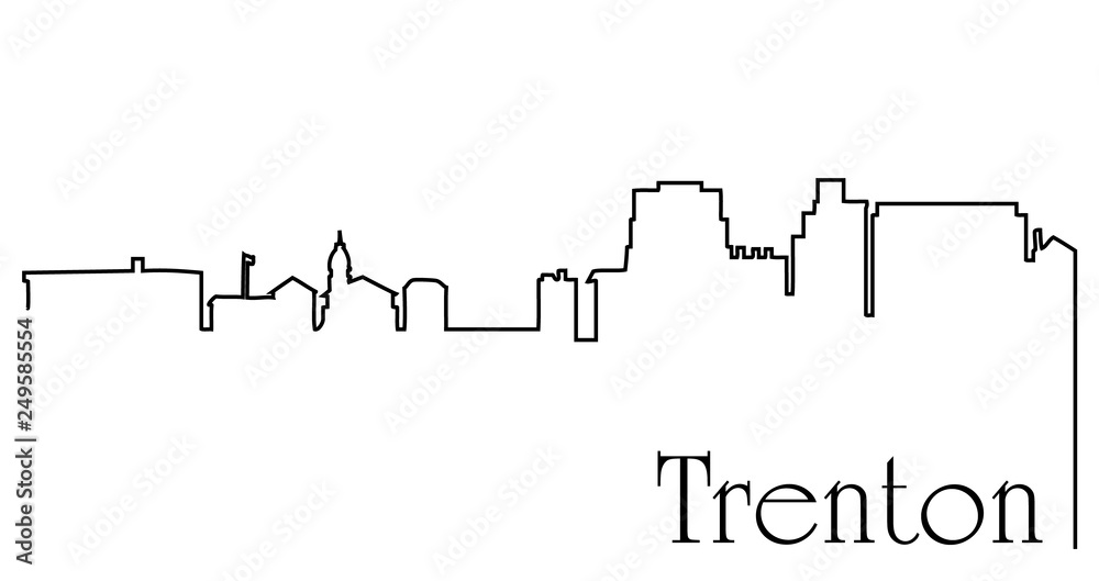 Trenton city one line drawing abstract background with cityscape