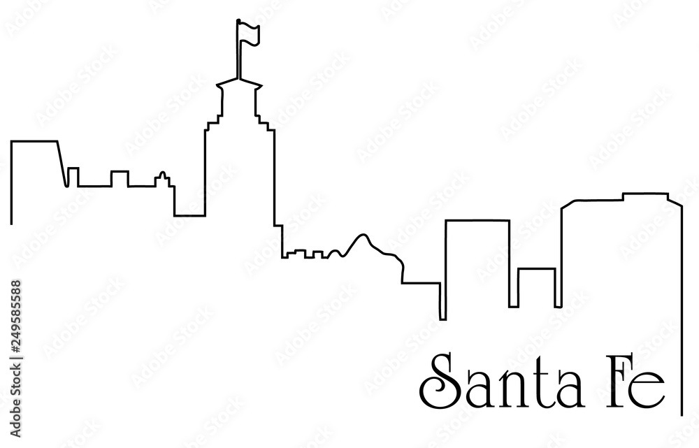 Fototapeta premium Miasto Santa Fe jedna linia rysunek abstrakcyjne tło z miasta