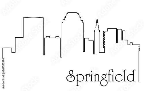 Springfield city one line drawing abstract background with cityscape