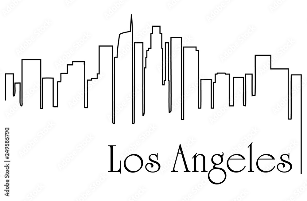 Fototapeta premium Los Angeles city one line drawing abstract background with cityscape