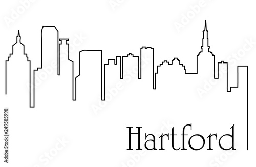 Hartford city one line drawing abstract background with cityscape