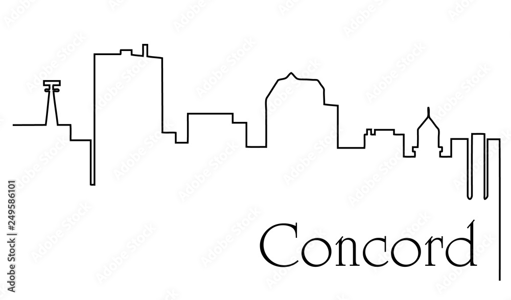 Fototapeta premium Concord city one line drawing abstract background with cityscape