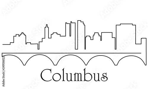 Columbus city one line drawing abstract background with cityscape