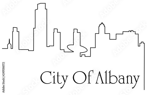 Albany city one line drawing abstract background with cityscape