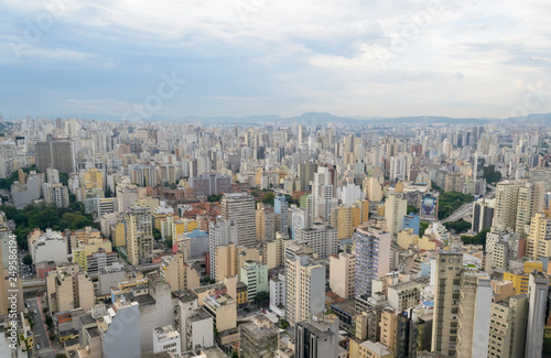 Aerial view of Sao Paulo in Brazil  downtown district seen from the top of one of the highest building of this city