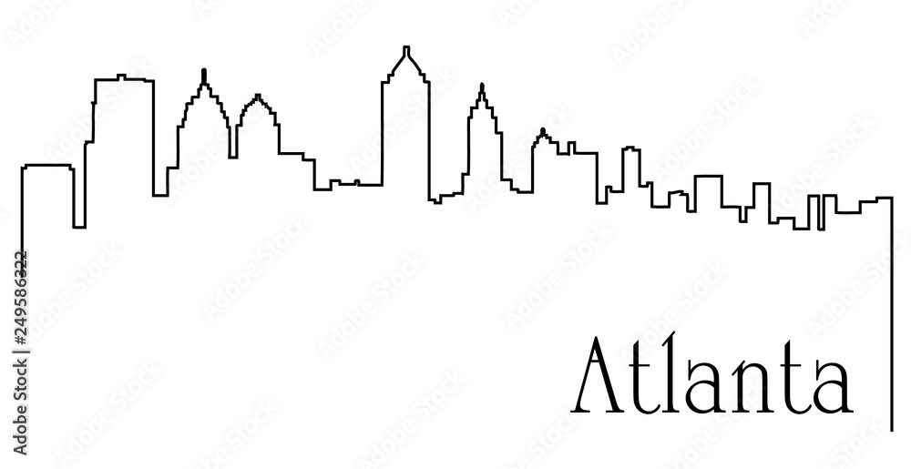 Atlanta city one line drawing abstract background with cityscape