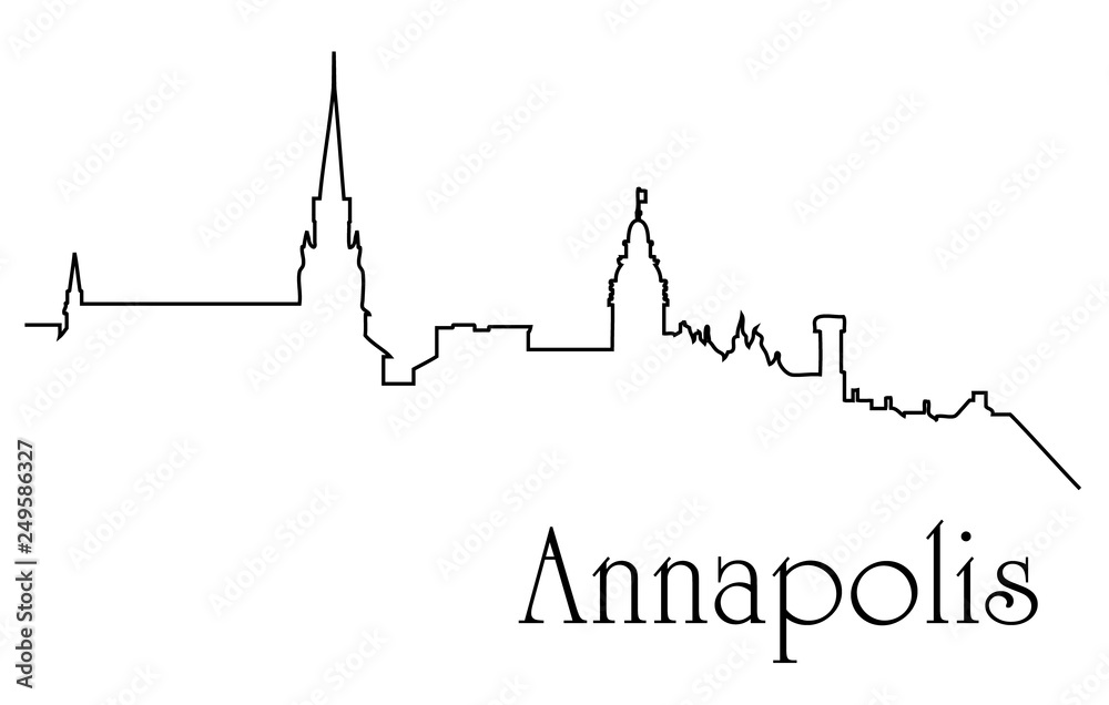 Annapolis city one line drawing abstract background with cityscape