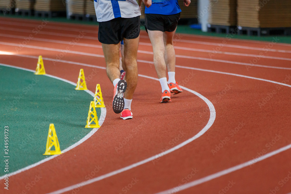 Two sportspersons contest in race walk competition