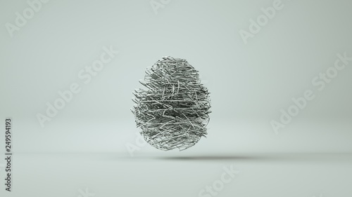 Absract steinless steel easter eggs on white background. 3D Illustration photo