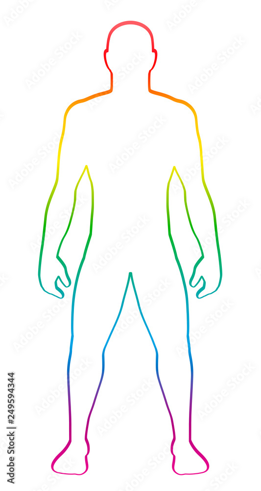Male muscular body shape. Rainbow gradient colored human