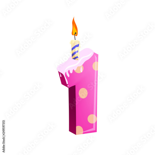 Number one candle illustration