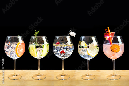 Obraz na płótnie gin tonic cocktails garnish fishbowl glass alcohol w salonie