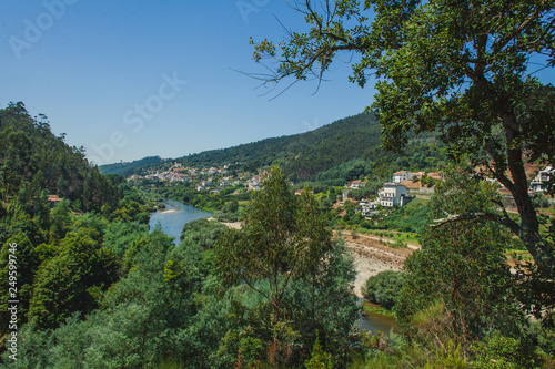 view on a small portuguese village and river Mondego