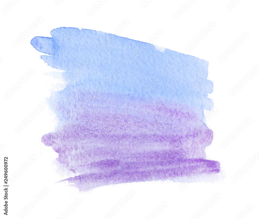 Watercolor hand painted blue abstract stain illustration isolated on white background