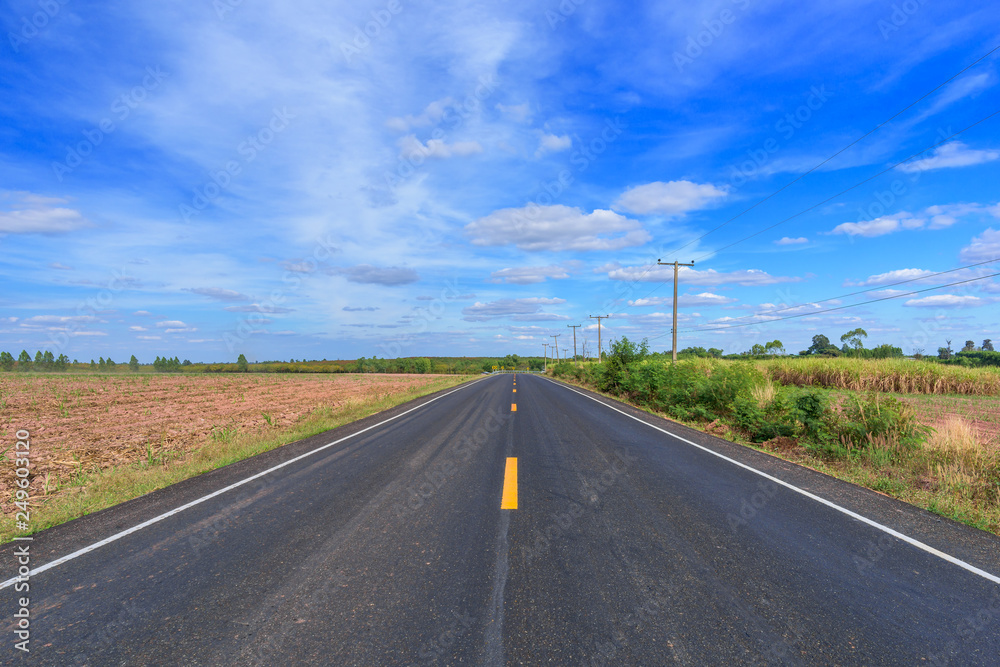 Asphalt road and landscape countryside.