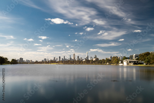 Fototapeta Naklejka Na Ścianę i Meble -  Melbourne CBD City View Over Albert Park Lake