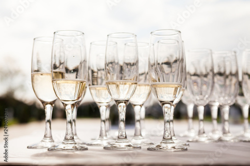Champagne glasses with champagne 