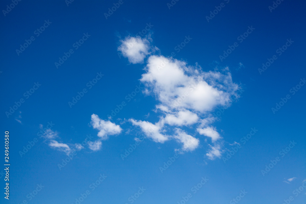 Clean Bright Blue Sky with Fluffy Clouds