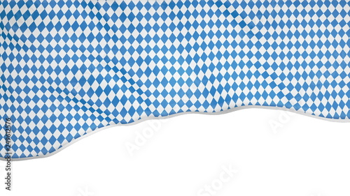 The flag of the oktoberfest flutters in the wind on the part of the screen, the animation of the national traditional flag Oktoberfest, background.
