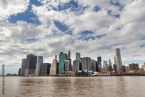 New York City panorama skyline at sunrise. Manhattan office buildings. skysrcapers at the morning