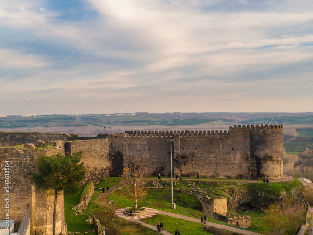 landscape view of the historic walls of diyarbakir-turkey