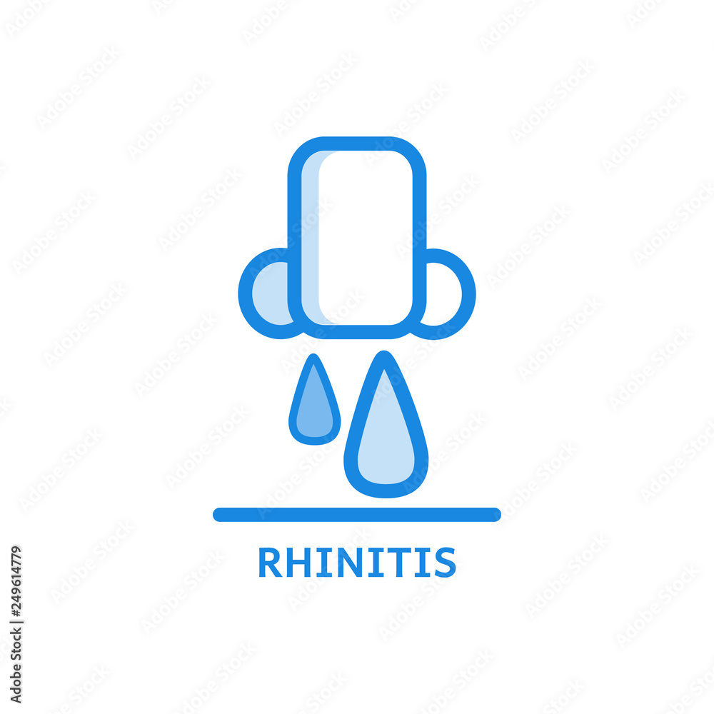 Runny nose line icon - symptom of cold and flu or allergy isolated on white background.