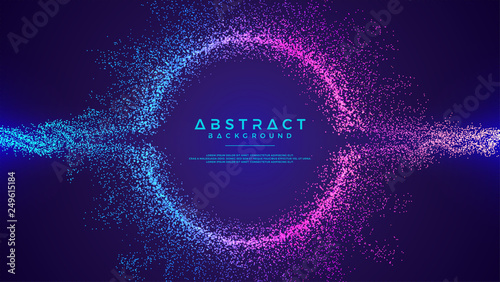 Fotografie, Obraz Dynamic abstract liquid flow particles background