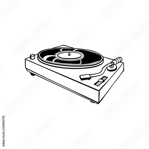 Vector sketch vinyl, dj turnable