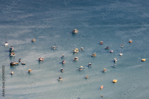 Fishing boats tilt shift effect photo