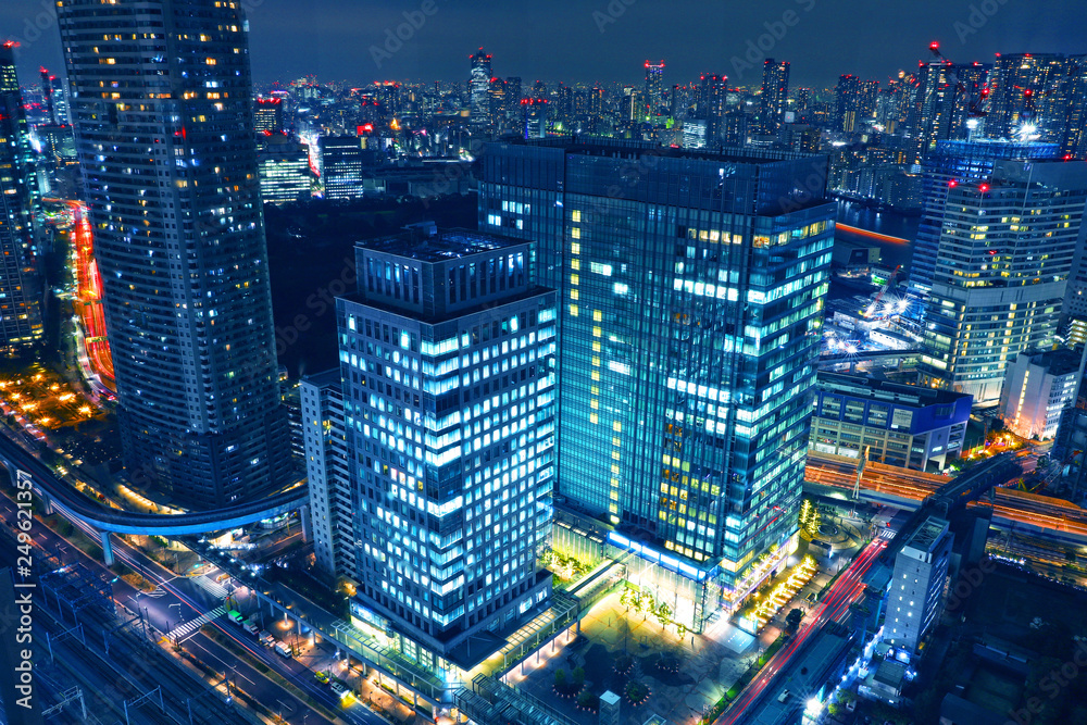東京の夜景 世界貿易センタービル展望台から見える汐留ビルディング 汐留芝離宮ビル Stock Photo Adobe Stock