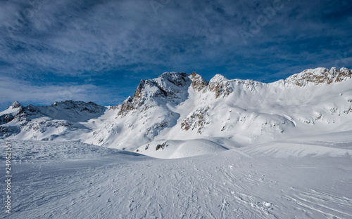 Beautiful ski slope in Corviglia in St. Moritz Switzerland