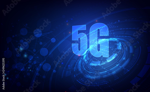 5G technology background. Digital data as digits connected each other and form symbol 5G New generation internet . vector illustration