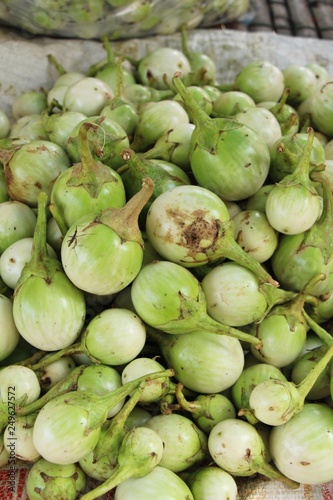 Fresh eggplant green organic at street food