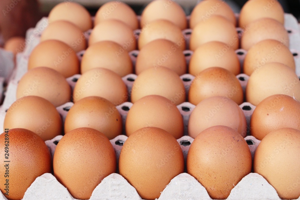 Egg in the panel at the market Egg in the panel at the market