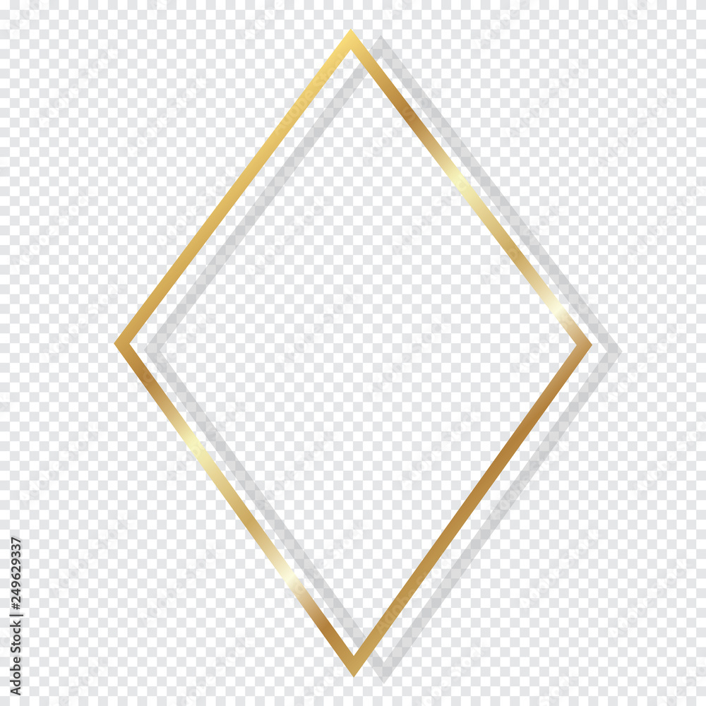 Gold frame design isolate on transparent background Stock Vector