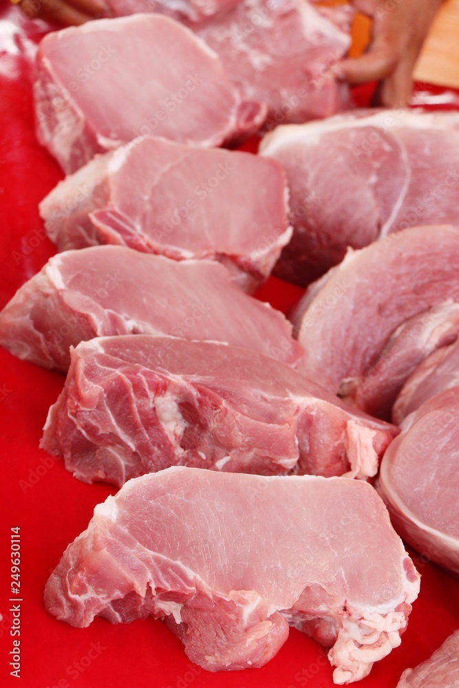 Raw pork for cooking at street food